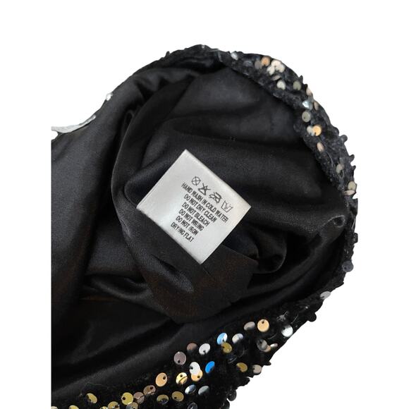 Vassia Kostara Sequin Mini Skirt Black Silver Sparkle Party Holiday Womans Small - Picture 12 of 13